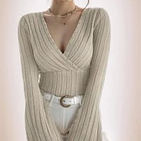 S009b7298cd944473800a2c5f87a1396fw.webp Striped V-Neck Knitted Long-Sleeve Top – Slim Fit