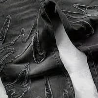 Flame Jeans Men Embroidered Wide Leg