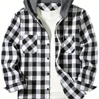 Green Plaid Hooded Shirt Men | Flannel Jacket - Becon Stores