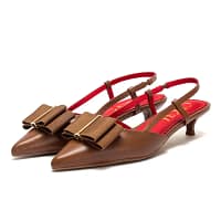 Black Bow Heels Slingback Pointed Toe