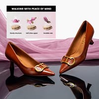 S16240bae003749ed9695bdea73e804bfl.webp Black Kitten Heel Pumps Gold Buckle Women - Becon Stores