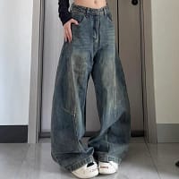 S1b0fc280ac1f49ec872f548778562ed56.webp Gray Baggy Jeans Washed Wide Leg Denim