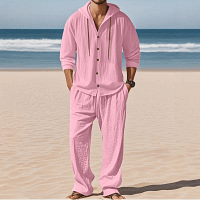 Men's Linen Shirt Pants Set | Breathable Beach Outfit
