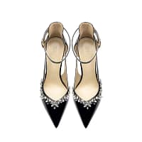 Rhinestone Stiletto Heels Gray Ankle Strap