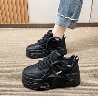 Pink Platform Star Sneakers Women | Chunky Sole Shoes