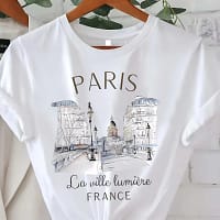 S4ff36554e4b64ef09f3d778cbd5eb237v-1.webp Paris Graphic T-Shirt Women | Vintage France Print Tee