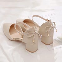 Tan Pointed Toe Heels | Ankle Strap Pumps -Becon Stores