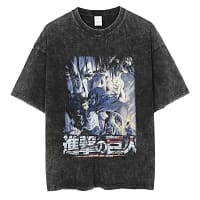 Attack on Titan T-Shirt Washed Vintage Loose High-end Luxury hot product Washed Retro Fashion Oversized high quality Unisex tees
