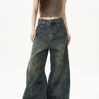 S60f85057301349d8a23c39b0abfda52c8.webp Gray Baggy Jeans Washed Wide Leg Denim