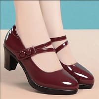 S72e69776381b479487613d54ccbbeb97z.webp Burgundy Mary Janes Block Heel Office Pumps