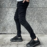 Ripped Skinny Jeans Men Black Distressed
