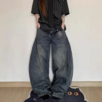 S7b3717a0fa9d41fd8c790bb52085fc38v.webp Gray Baggy Jeans Washed Wide Leg Denim