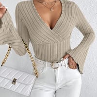 S7f1adc03e2964cf18628c6b1025cff14I.webp Striped V-Neck Knitted Long-Sleeve Top – Slim Fit