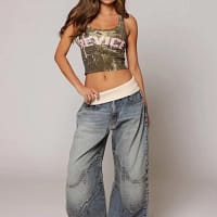 Embroidered Baggy Jeans Streetwear Cargo
