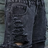 Shredded Black Jeans Men Ripped Punk Style