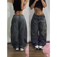 Embroidered Baggy Jeans Streetwear Cargo