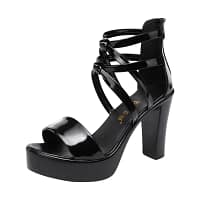 Black Platform Sandals Strappy Block Heel