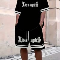 Men's Gothic Streetwear Set | Letter Print Basketball Style