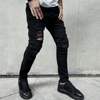 Ripped Skinny Jeans Men Black Distressed