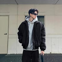 Black Bomber Jacket Men Streetwear Oversized