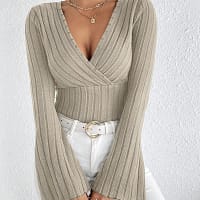 Scd30f89e5aa14a438f44889c7f09102et.webp Striped V-Neck Knitted Long-Sleeve Top – Slim Fit