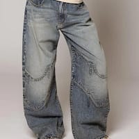 Embroidered Baggy Jeans Streetwear Cargo