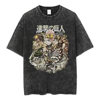 Attack on Titan T-Shirt Washed Vintage Loose High-end Luxury hot product Washed Retro Fashion Oversized high quality Unisex tees