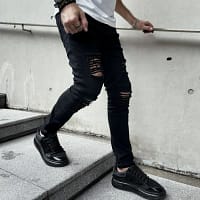 Ripped Skinny Jeans Men Black Distressed