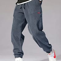 Corduroy Joggers Men Baggy Thermal Fleece