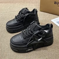 Pink Platform Star Sneakers Women | Chunky Sole Shoes