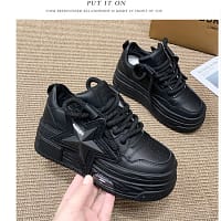 Pink Platform Star Sneakers Women | Chunky Sole Shoes