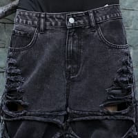 Shredded Black Jeans Men Ripped Punk Style