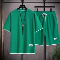 Sf15532bffe8e4468a0291342e7c77dcbx.webp Men's Waffle Texture Set Coral | T-Shirt Shorts Outfit