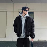Black Bomber Jacket Men Streetwear Oversized