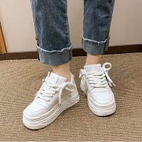 Pink Platform Star Sneakers Women | Chunky Sole Shoes