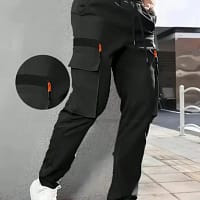 Black Cargo Pants Men Zipper Tactical Outdoor