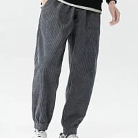 Corduroy Joggers Men Baggy Thermal Fleece