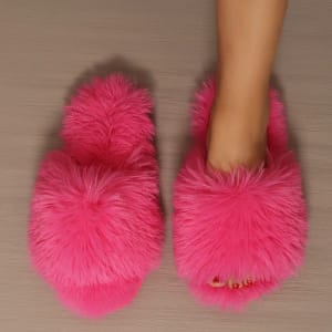 S025f2d53f2d349188004fd13aeeb18a1d.webp Women's Fluffy House Slippers | Pink Indoor Slides