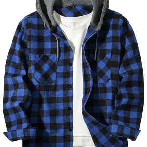 S2cf1aba61a804e3189253d78762ebdd1k.webp Green Plaid Hooded Shirt Men | Flannel Jacket - Becon Stores
