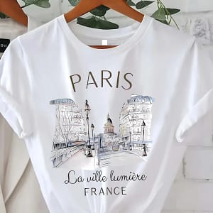 S4ff36554e4b64ef09f3d778cbd5eb237v-1.webp Paris Graphic T-Shirt Women | Vintage France Print Tee