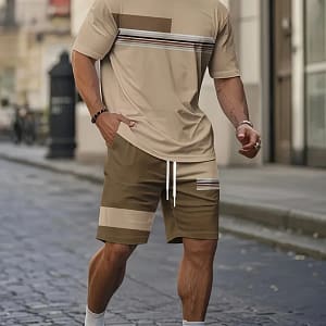 Summer 2025 Bestseller Men's short-sleeved suit Breathable casual and fashionable 3D printed outdoor streetwear