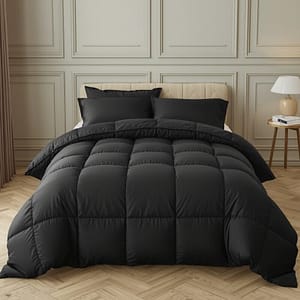 luxury duvet set charcoal black comforter extra high loft heavil 0 (1)