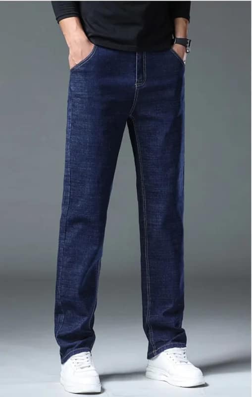 S12262a1f96aa4cc887e9c97bc99fcb26a.webp Business Casual Jeans Men Navy Straight Leg