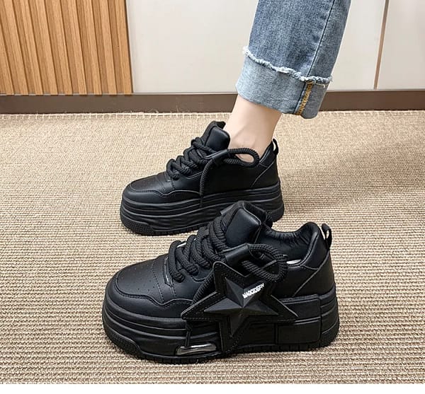 Pink Platform Star Sneakers Women | Chunky Sole Shoes
