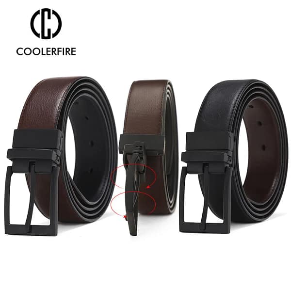 Men's Dress Belt Leather Reversible Brown Black