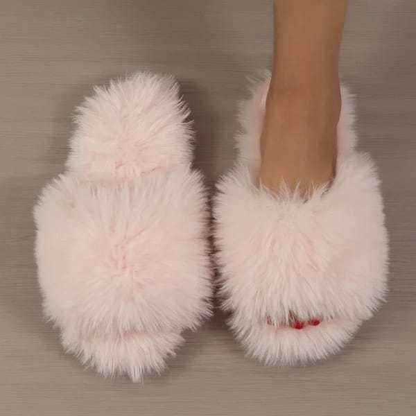Women's Fluffy House Slippers | Pink Indoor Slides