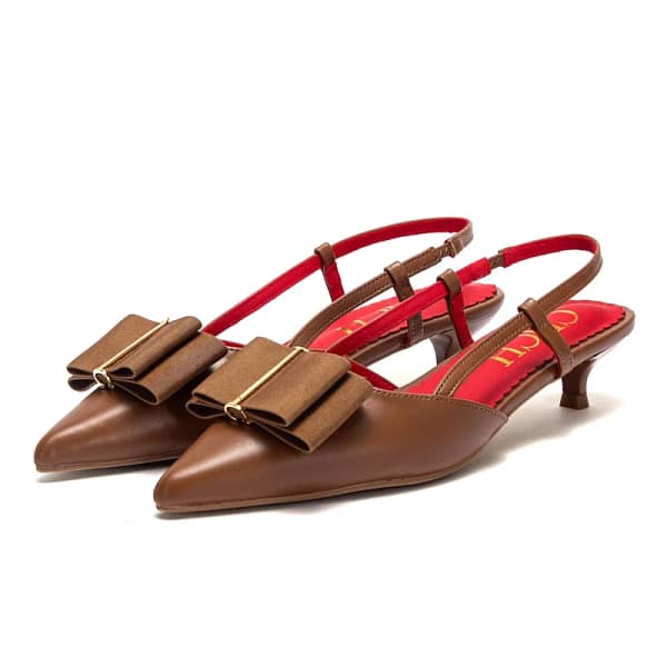 Black Bow Heels Slingback Pointed Toe