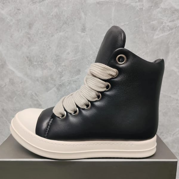 Thick Sole High Top Sneakers | Black White Fashion