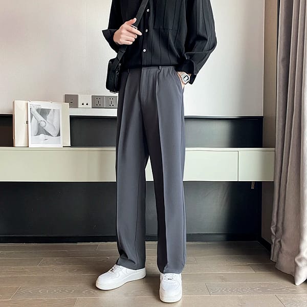 S30728b0c8e324da290eb82a8c4973940U.webp Gray Dress Pants Men Wide Leg Casual Suit