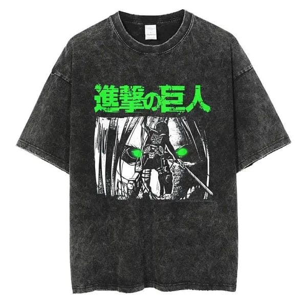 Attack on Titan T-Shirt Washed Vintage Loose High-end Luxury hot product Washed Retro Fashion Oversized high quality Unisex tees